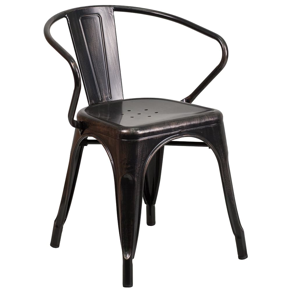 Flash Furniture CH-31270-BQ-GG Armchair w/ Vertical Slat Back - Steel, Black & Antique Gold