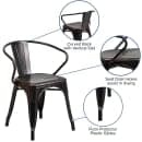 Flash Furniture CH-31270-BQ-GG Armchair w/ Vertical Slat Back - Steel, Black & Antique Gold thumbnail 6