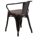 Flash Furniture CH-31270-BQ-WD-GG Stacking Armchair w/ Vertical Slat Back & Wood Seat - Steel, Black & Antique Gold thumbnail 4