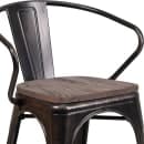 Flash Furniture CH-31270-BQ-WD-GG Stacking Armchair w/ Vertical Slat Back & Wood Seat - Steel, Black & Antique Gold thumbnail 7