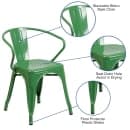 Flash Furniture CH-31270-GN-GG Armchair w/ Vertical Slat Back - Steel, Green thumbnail 6