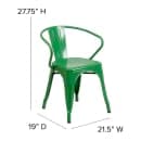Flash Furniture CH-31270-GN-PL1T-GG Stacking Armchair w/ Vertical Slat Back & Wood Seat - Steel, Green thumbnail 2