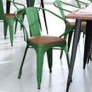 Flash Furniture CH-31270-GN-PL1T-GG Stacking Armchair w/ Vertical Slat Back & Wood Seat - Steel, Green thumbnail 3