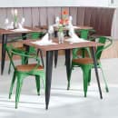 Flash Furniture CH-31270-GN-PL1T-GG Stacking Armchair w/ Vertical Slat Back & Wood Seat - Steel, Green thumbnail 4