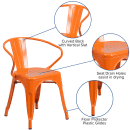 Flash Furniture CH-31270-OR-GG Armchair w/ Vertical Slat Back - Steel, Orange thumbnail 6