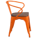 Flash Furniture CH-31270-OR-WD-GG Stacking Armchair w/ Vertical Slat Back & Wood Seat - Steel, Orange thumbnail 2