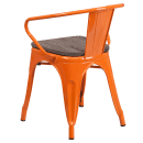 Flash Furniture CH-31270-OR-WD-GG Stacking Armchair w/ Vertical Slat Back & Wood Seat - Steel, Orange thumbnail 3