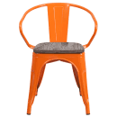 Flash Furniture CH-31270-OR-WD-GG Stacking Armchair w/ Vertical Slat Back & Wood Seat - Steel, Orange thumbnail 4