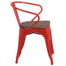 Flash Furniture CH-31270-RED-WD-GG Stacking Armchair w/ Vertical Slat Back & Wood Seat - Steel, Red thumbnail 2