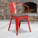 Flash Furniture CH-31270-RED-WD-GG Stacking Armchair w/ Vertical Slat Back & Wood Seat - Steel, Red thumbnail 5
