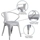 Flash Furniture CH-31270-SIL-GG Armchair w/ Vertical Slat Back - Steel, Silver thumbnail 6