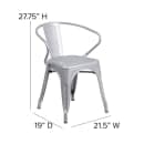 Flash Furniture CH-31270-SIL-PL1G-GG Stacking Armchair w/ Vertical Slat Back & Wood Seat - Steel, Silver thumbnail 2