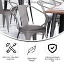Flash Furniture CH-31270-SIL-PL1G-GG Stacking Armchair w/ Vertical Slat Back & Wood Seat - Steel, Silver thumbnail 5