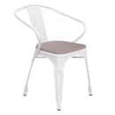 Flash Furniture CH-31270-WH-PL1G-GG Stacking Armchair w/ Vertical Slat Back & Wood Seat - Steel, White thumbnail 5