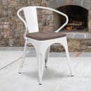Flash Furniture CH-31270-WH-WD-GG Stacking Armchair w/ Vertical Slat Back & Wood Seat - Steel, White thumbnail 10
