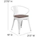 Flash Furniture CH-31270-WH-WD-GG Stacking Armchair w/ Vertical Slat Back & Wood Seat - Steel, White thumbnail 3