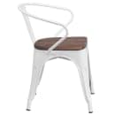 Flash Furniture CH-31270-WH-WD-GG Stacking Armchair w/ Vertical Slat Back & Wood Seat - Steel, White thumbnail 4