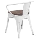 Flash Furniture CH-31270-WH-WD-GG Stacking Armchair w/ Vertical Slat Back & Wood Seat - Steel, White thumbnail 5