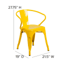 Flash Furniture CH-31270-YL-PL1T-GG Stacking Armchair w/ Vertical Slat Back & Wood Seat - Steel, Yellow thumbnail 2