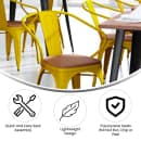 Flash Furniture CH-31270-YL-PL1T-GG Stacking Armchair w/ Vertical Slat Back & Wood Seat - Steel, Yellow thumbnail 5