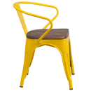 Flash Furniture CH-31270-YL-WD-GG Stacking Armchair w/ Vertical Slat Back & Wood Seat - Steel, Yellow thumbnail 2
