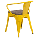 Flash Furniture CH-31270-YL-WD-GG Stacking Armchair w/ Vertical Slat Back & Wood Seat - Steel, Yellow thumbnail 3