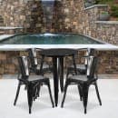 Flash Furniture CH-51080TH-4-18ARM-BK-GG 24" Round Table & (4) Arm Chair Set - Metal, Black thumbnail 4
