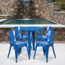 Flash Furniture CH-51080TH-4-18ARM-BL-GG 24" Round Table & (4) Arm Chair Set - Metal, Blue thumbnail 4