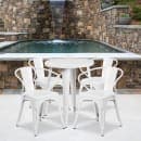 Flash Furniture CH-51080TH-4-18ARM-WH-GG 24" Round Table & (4) Arm Chair Set - Metal, White thumbnail 4