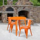 Flash Furniture CH-51090TH-2-18ARM-OR-GG 30" Round Table & (2) Arm Chair Set - Metal, Orange thumbnail 4