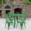Flash Furniture CH-51090TH-4-18CAFE-GN-GG 30" Round Table & (4) Café Chair Set - Metal, Green thumbnail 4