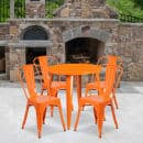 Flash Furniture CH-51090TH-4-18CAFE-OR-GG 30" Round Table & (4) Café Chair Set - Metal, Orange thumbnail 4
