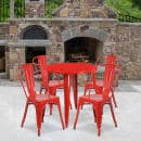 Flash Furniture CH-51090TH-4-18CAFE-RED-GG 30" Round Table & (4) Café Chair Set - Metal, Red thumbnail 4