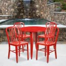 Flash Furniture CH-51090TH-4-18VRT-RED-GG 30" Round Table & (4) Chair Set - Metal, Red thumbnail 4