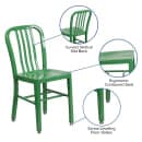Flash Furniture CH-61200-18-GN-GG Chair w/ Vertical Slat Back - Steel, Green thumbnail 6