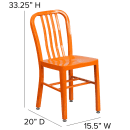 Flash Furniture CH-61200-18-OR-GG Chair w/ Vertical Slat Back - Steel, Orange thumbnail 2
