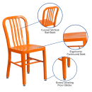 Flash Furniture CH-61200-18-OR-GG Chair w/ Vertical Slat Back - Steel, Orange thumbnail 6