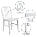 Flash Furniture CH-61200-18-WH-GG Chair w/ Vertical Slat Back - Steel, White thumbnail 6