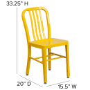 Flash Furniture CH-61200-18-YL-GG Chair w/ Vertical Slat Back - Steel, Yellow thumbnail 2