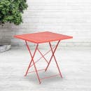 Flash Furniture CO-1-RED-GG 28" Square Folding Patio Table w/ Rain Flower Design Top - Steel, Coral thumbnail 2