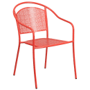 Flash Furniture CO-28SQF-03CHR2-RED-GG 28" Square Folding Patio Table & (2) Round Back Arm Chair Set - Steel, Coral thumbnail 3