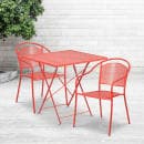 Flash Furniture CO-28SQF-03CHR2-RED-GG 28" Square Folding Patio Table & (2) Round Back Arm Chair Set - Steel, Coral thumbnail 4