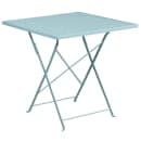 Flash Furniture CO-28SQF-03CHR2-SKY-GG 28" Square Folding Patio Table & (2) Round Back Arm Chair Set - Steel, Sky Blue thumbnail 2