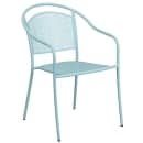 Flash Furniture CO-28SQF-03CHR2-SKY-GG 28" Square Folding Patio Table & (2) Round Back Arm Chair Set - Steel, Sky Blue thumbnail 3