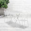 Flash Furniture CO-28SQF-03CHR2-WH-GG 28" Square Folding Patio Table & (2) Round Back Arm Chair Set - Steel, White thumbnail 4