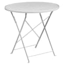 Flash Furniture CO-30RDF-02CHR2-WH-GG 30" Round Folding Patio Table & (2) Square Back Arm Chair Set - Steel, White thumbnail 2
