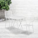 Flash Furniture CO-30RDF-02CHR2-WH-GG 30" Round Folding Patio Table & (2) Square Back Arm Chair Set - Steel, White thumbnail 4