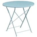 Flash Furniture CO-30RDF-02CHR4-SKY-GG 30" Round Folding Patio Table & (4) Square Back Arm Chair Set - Steel, Sky Blue thumbnail 2