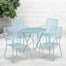 Flash Furniture CO-30RDF-02CHR4-SKY-GG 30" Round Folding Patio Table & (4) Square Back Arm Chair Set - Steel, Sky Blue thumbnail 4