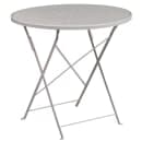 Flash Furniture CO-30RDF-03CHR2-SIL-GG 30" Round Folding Patio Table & (2) Round Back Arm Chair Set - Steel, Light Gray thumbnail 2